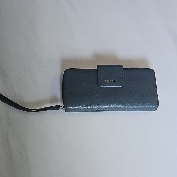 Fossil Handbags - Fossil Blue Leather Wallet with Strap